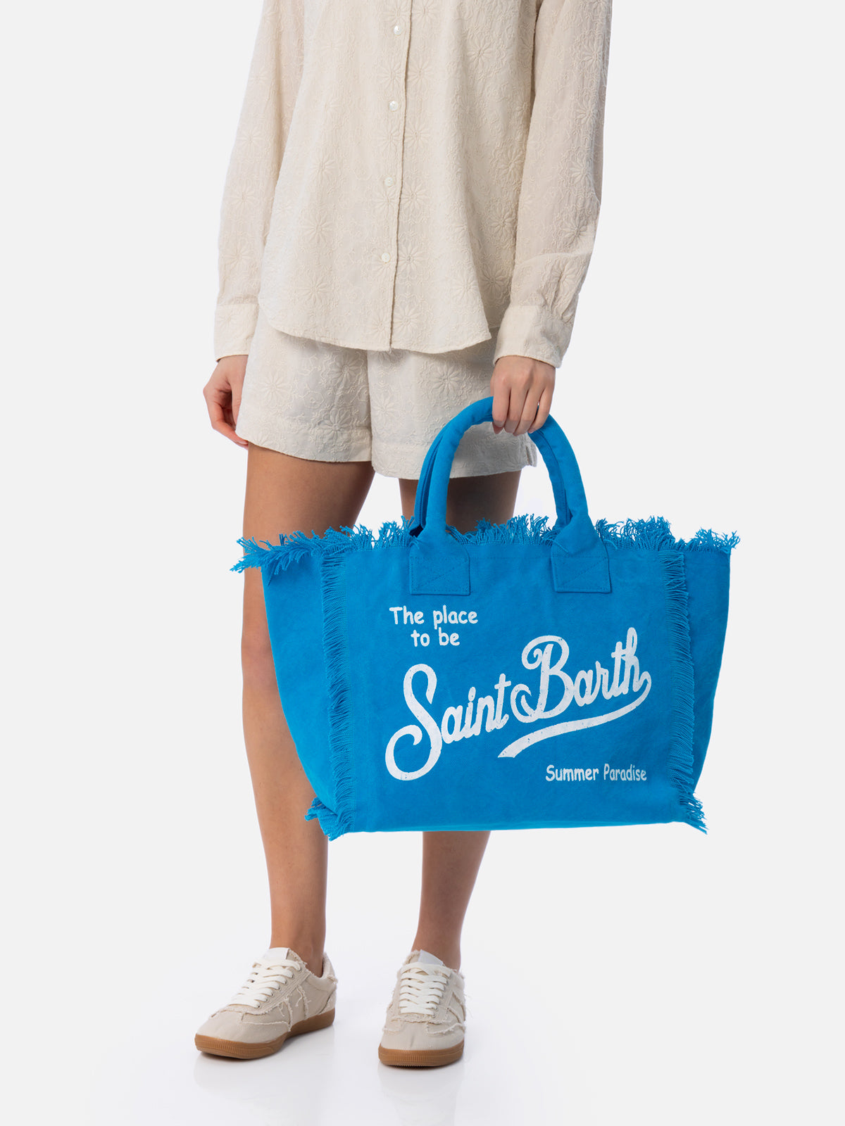 Light blue cotton canvas Vanity tote bag - MC2 Saint Barth
