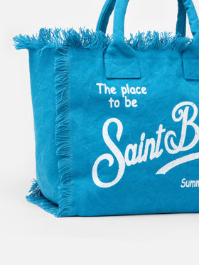 Light blue cotton canvas Vanity tote bag - MC2 Saint Barth