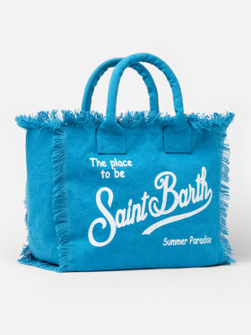 Light blue cotton canvas Vanity tote bag - MC2 Saint Barth