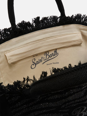 Regular Vanity canvas bag in animalier print with rhinestones