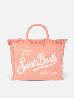 Peach cotton canvas Vanity tote bag