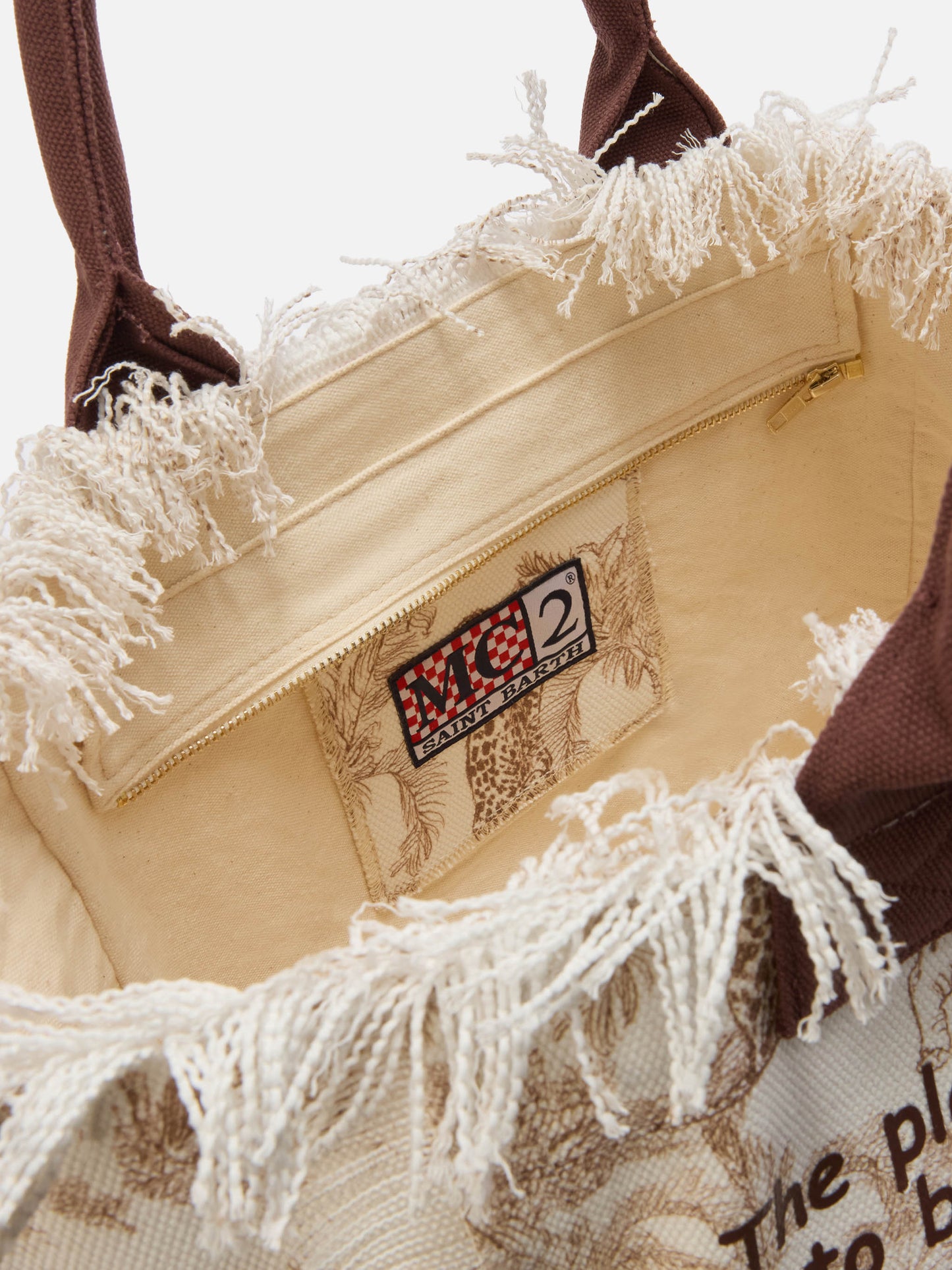 Regular Vanity canvas bag with brown toile de Jouy print