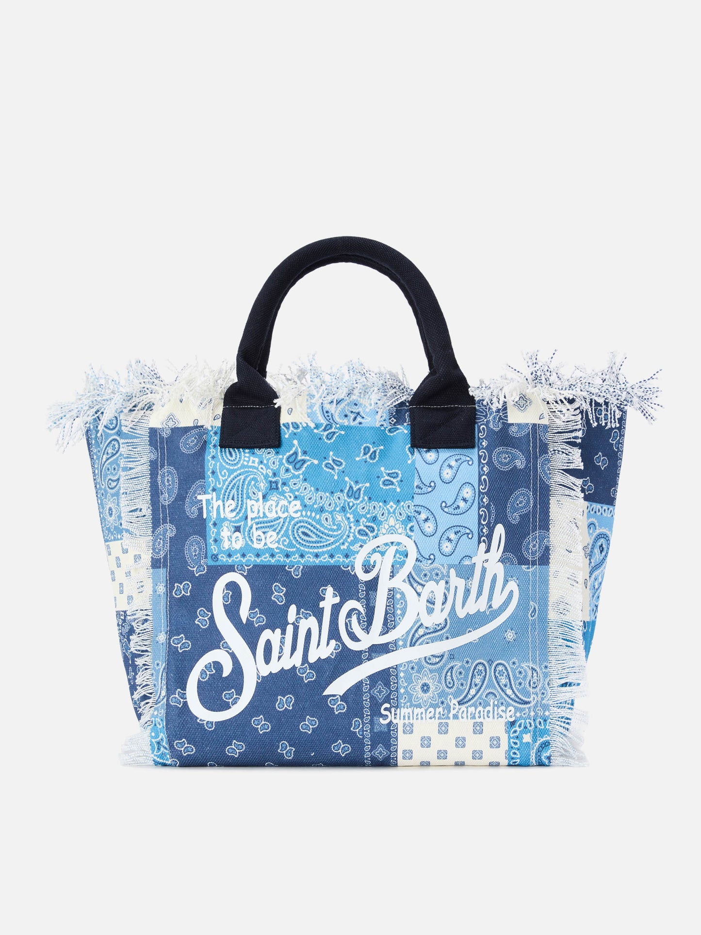 Regular Vanity canvas bag with blue bandana patchwork print