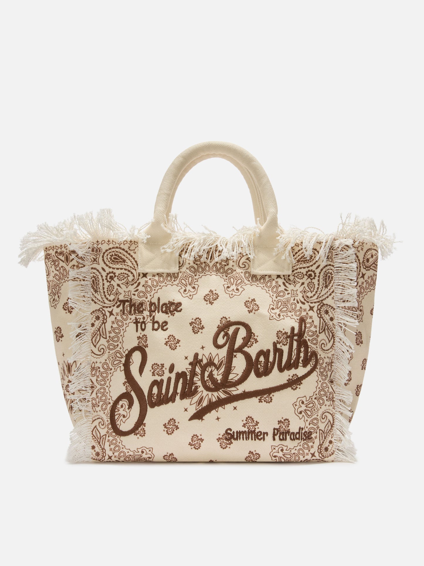 Neceser Vanity regular de lona beige con estampado bandana 