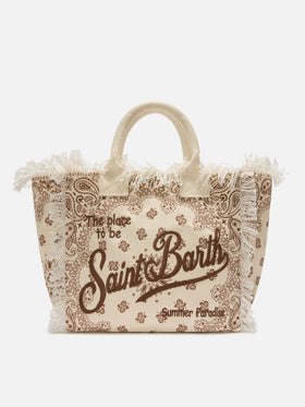 Neceser Vanity regular de lona beige con estampado bandana 