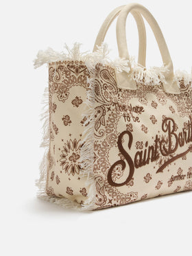 Neceser Vanity regular de lona beige con estampado bandana 