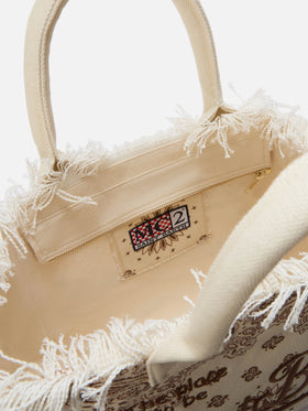 Neceser Vanity regular de lona beige con estampado bandana 