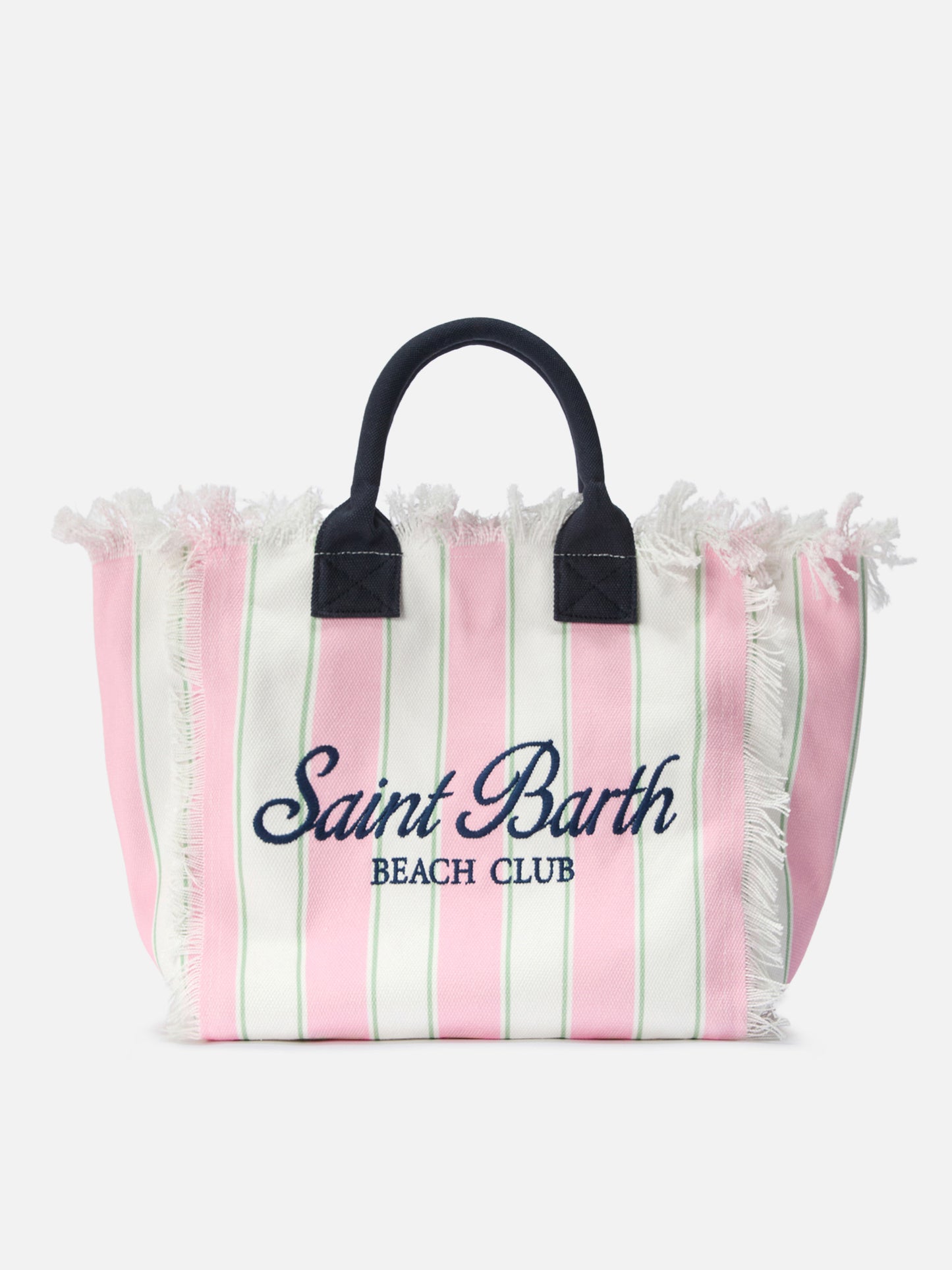 Pink canvas Vanity regular bag with vertical stripes