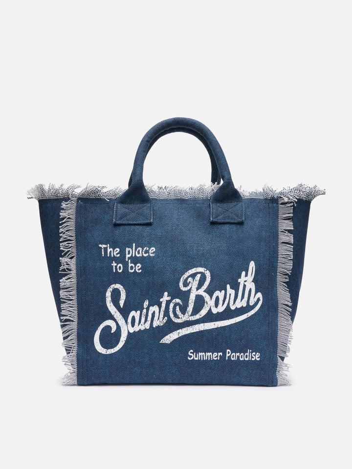 Indigo cotton canvas Vanity tote bag