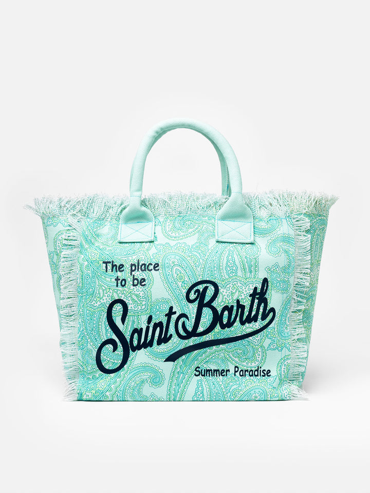Borsa tote Vanity in tela di cotone con stampa paisley