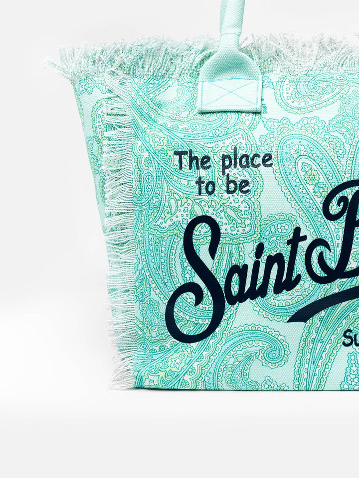 Borsa tote Vanity in tela di cotone con stampa paisley