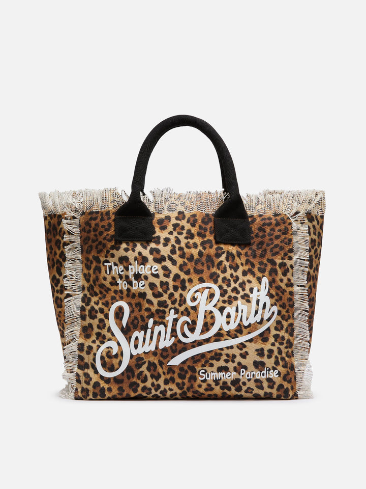 Vanity-Einkaufstasche aus Baumwollcanvas mit Leopardenmuster