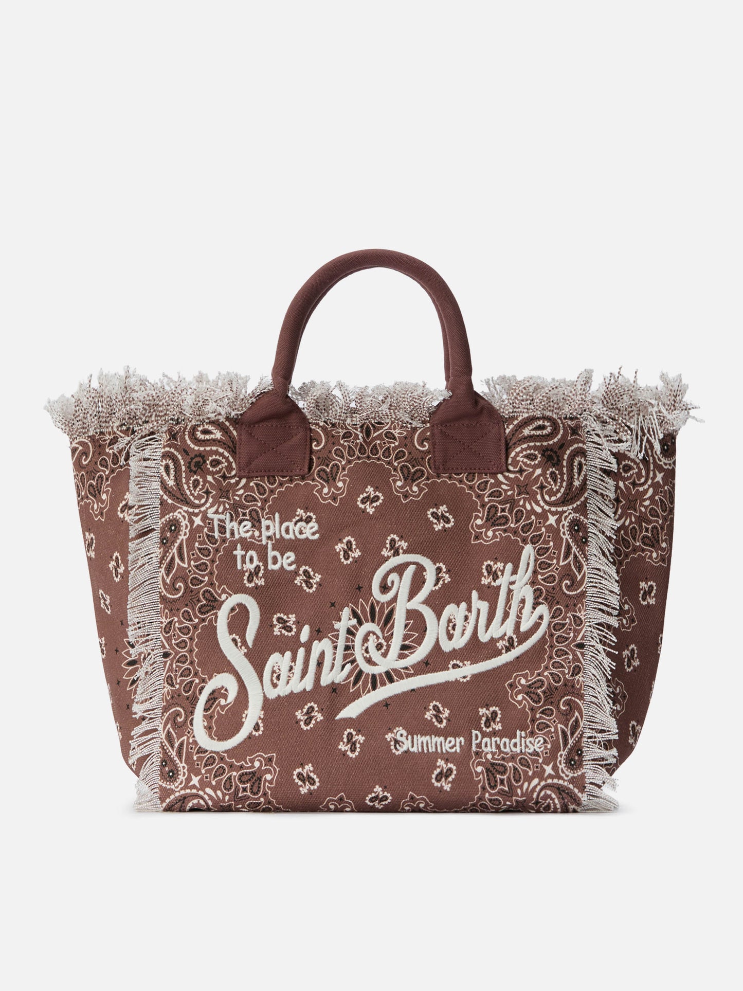 Neceser regular de lona marrón con estampado bandana 