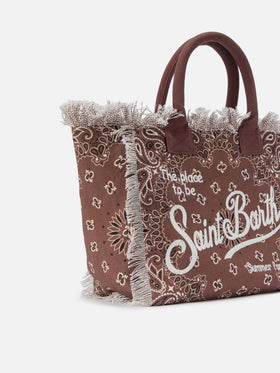 Neceser regular de lona marrón con estampado bandana 