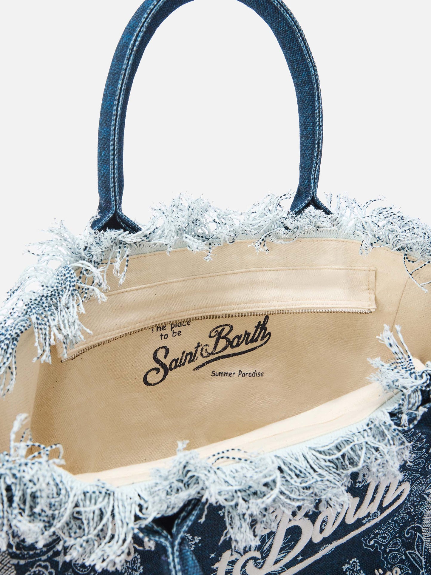 Vanity regular Tasche aus hellblauem Canvas mit Bandana-Print 