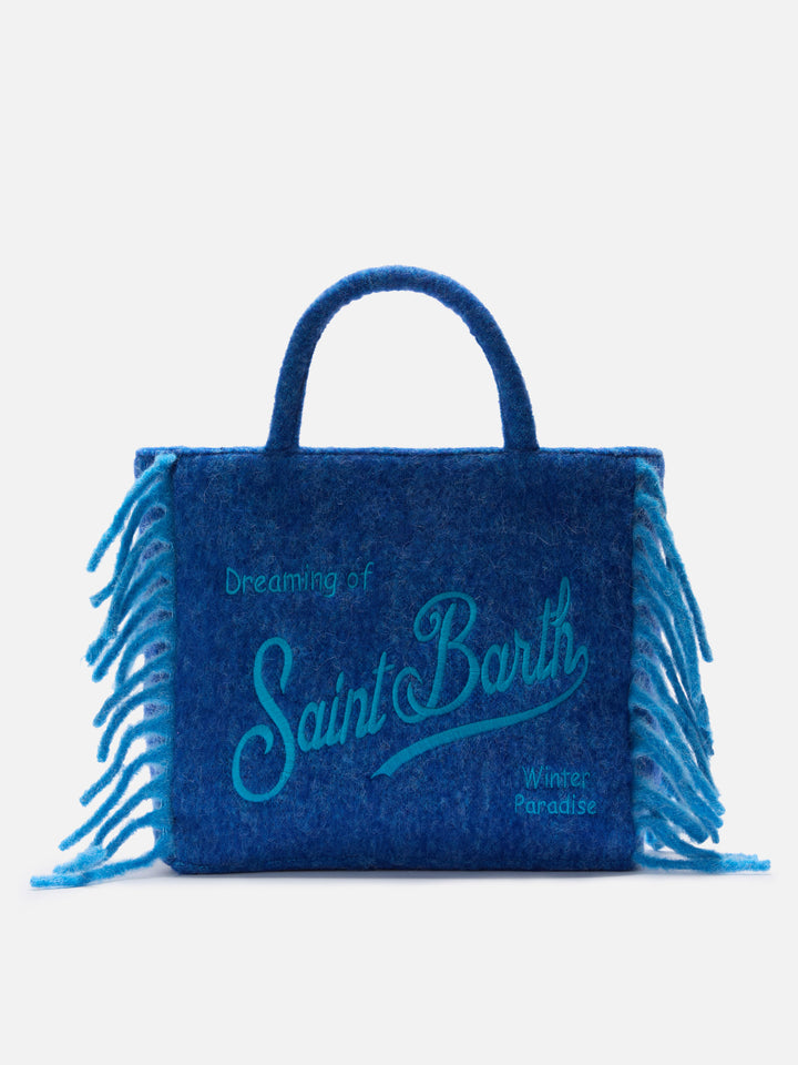 Vanity blanket shoulder bag with side fringes