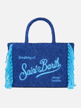 Vanity blanket shoulder bag with side fringes