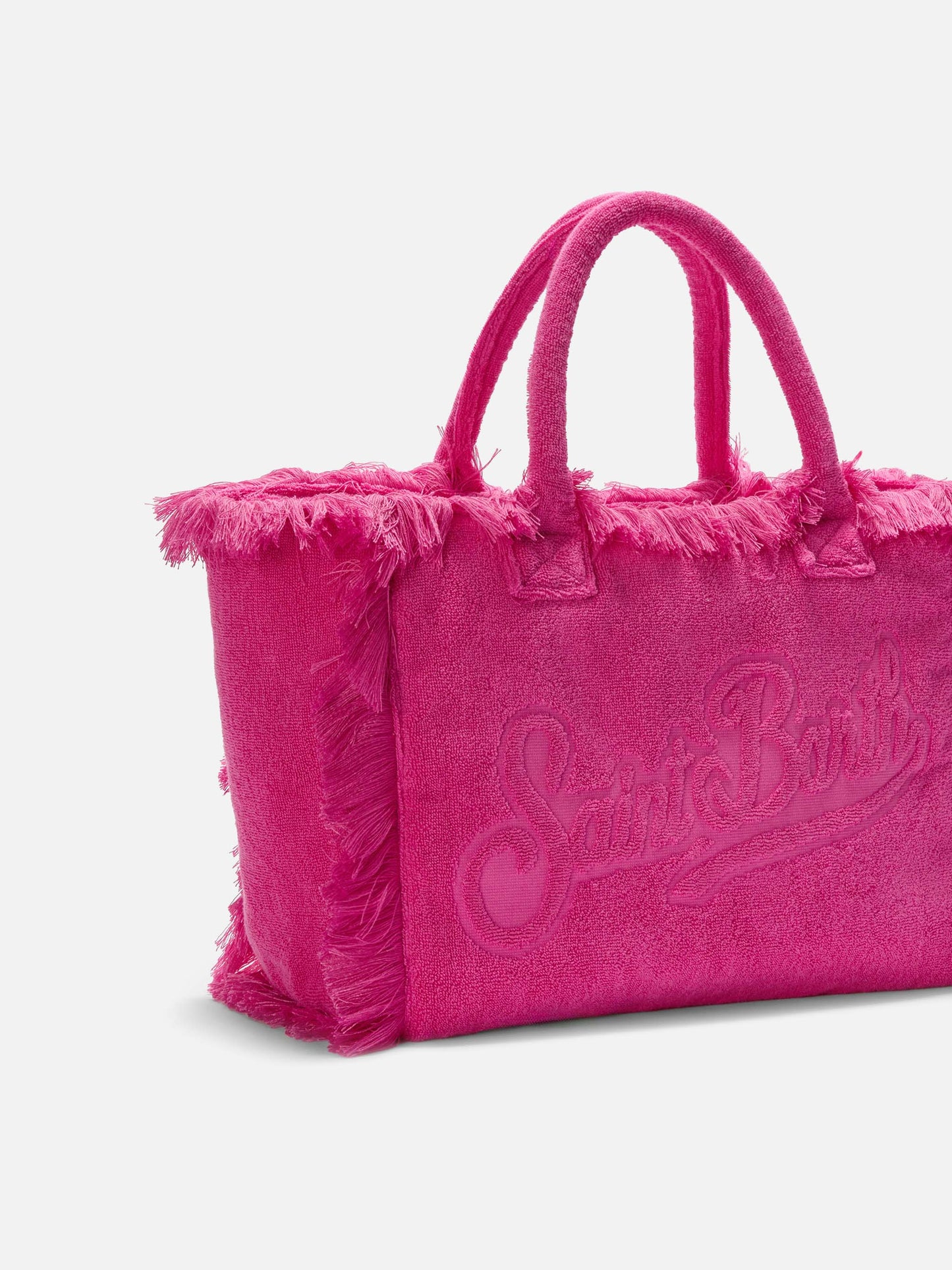 Borsa Vanity regular in tessuto effetto spugna fucsia tinta unita