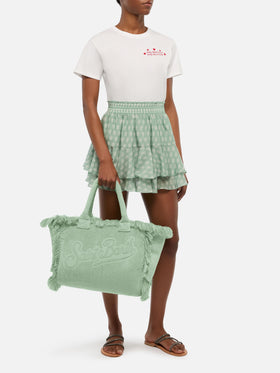 Mint green solid color terry effect Vanity regular bag