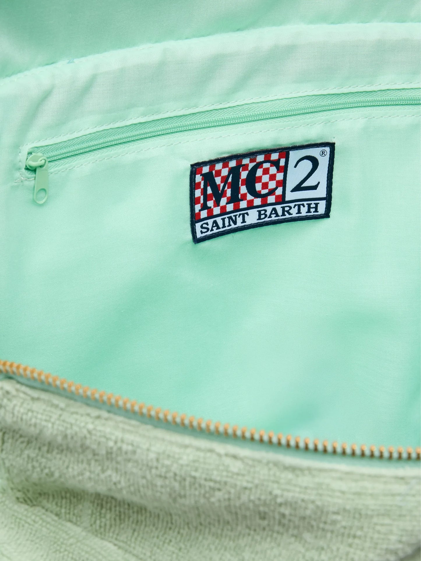 Mint green solid color terry effect Vanity regular bag