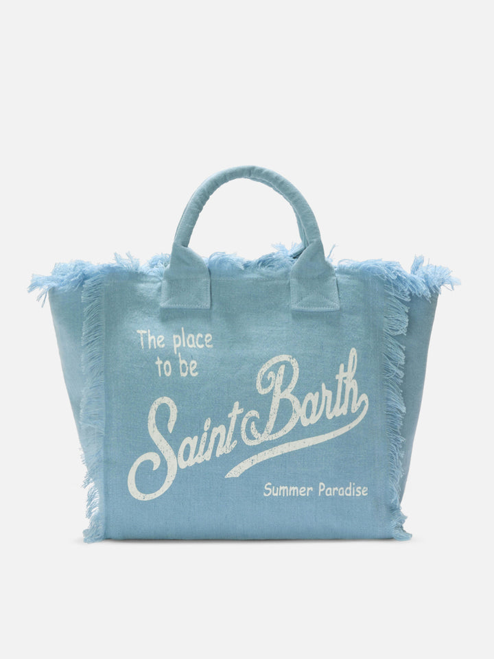 Light blue solid color linen Vanity regular bag