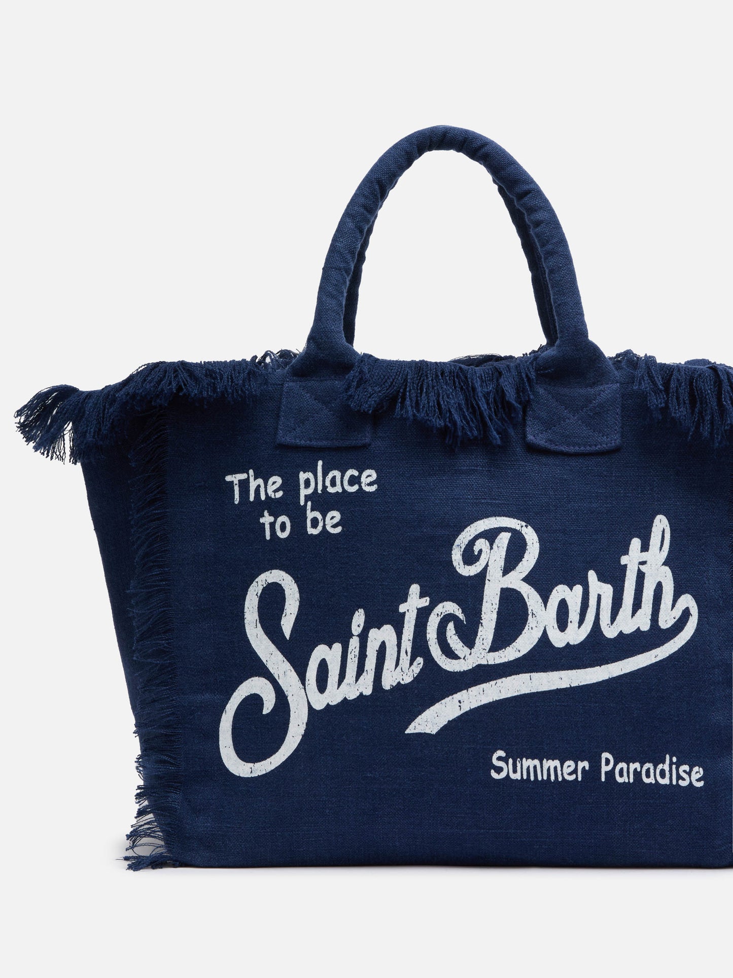 Vanity navy blue linen shoulder bag - MC2 Saint Barth