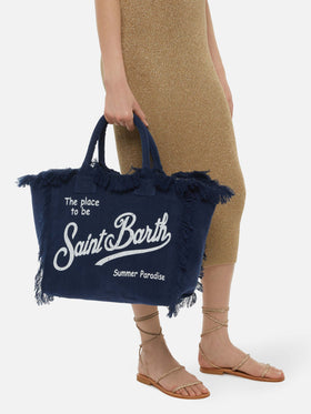 Vanity navy blue linen shoulder bag - MC2 Saint Barth