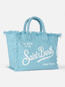 Vanity light blue linen shoulder bag - MC2 Saint Barth
