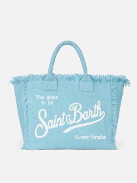 Vanity light blue linen shoulder bag - MC2 Saint Barth