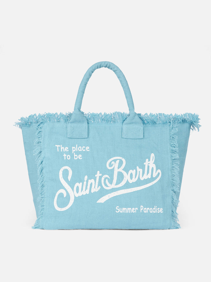 Vanity light blue linen shoulder bag - MC2 Saint Barth