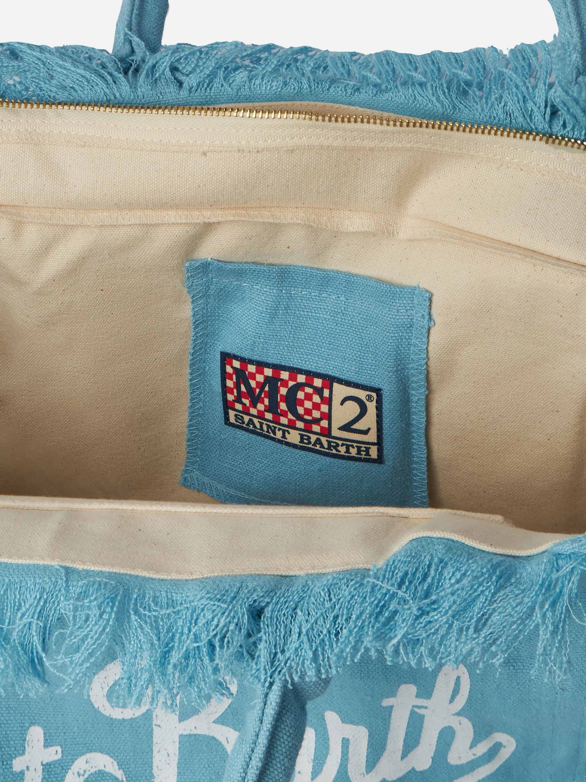 Vanity light blue linen shoulder bag - MC2 Saint Barth