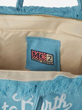 Vanity light blue linen shoulder bag - MC2 Saint Barth