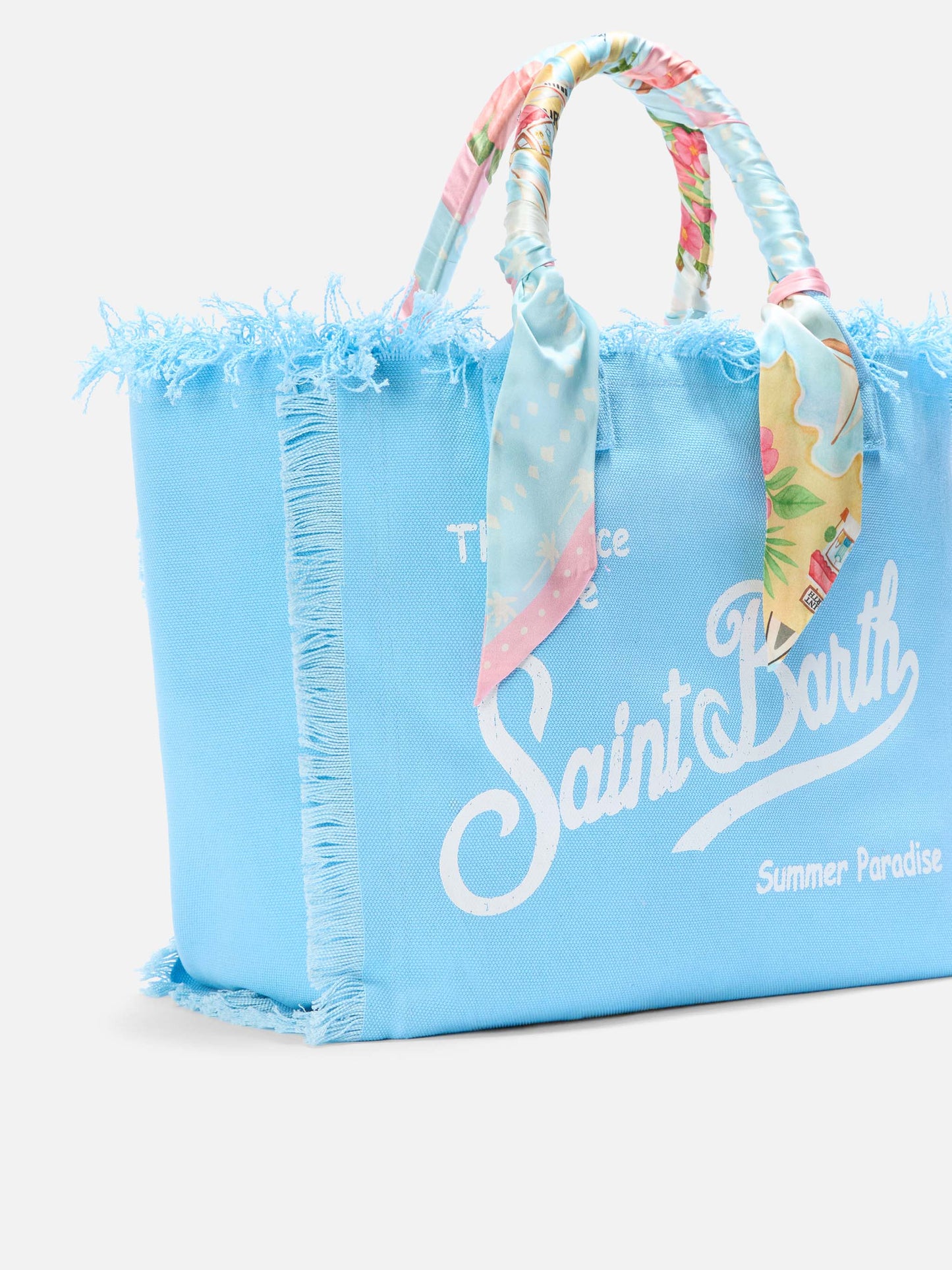 Vanity canvas St Barth print light blue bag