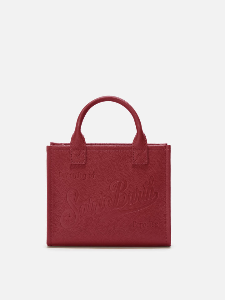 Vanity Bag Midi Shoulder Bag in burgundy hammered leather