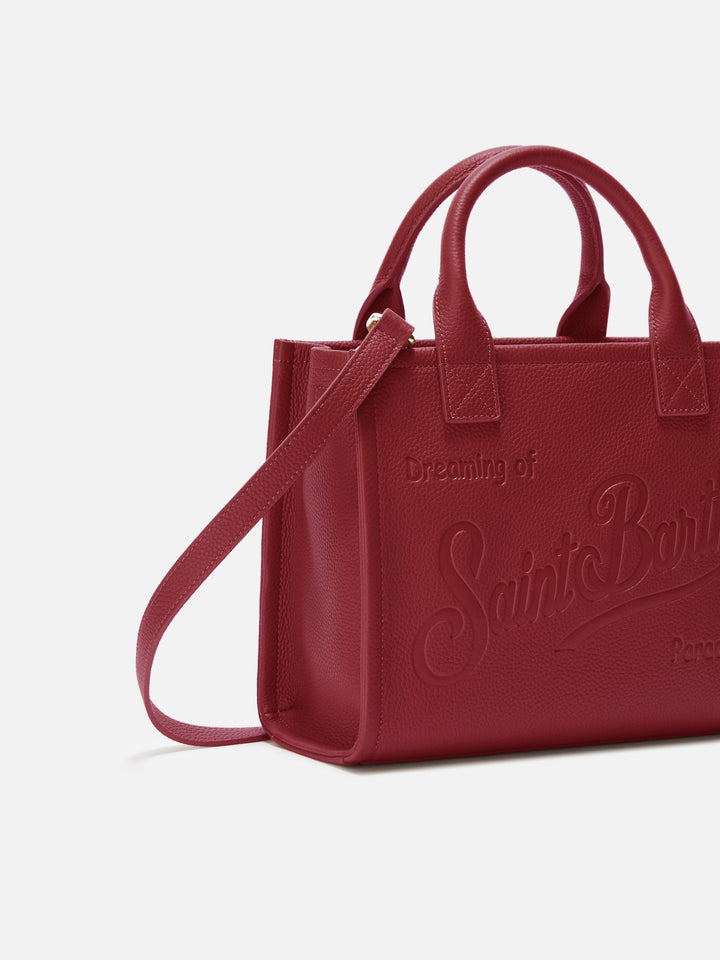 Vanity Bag Midi Shoulder Bag in burgundy hammered leather