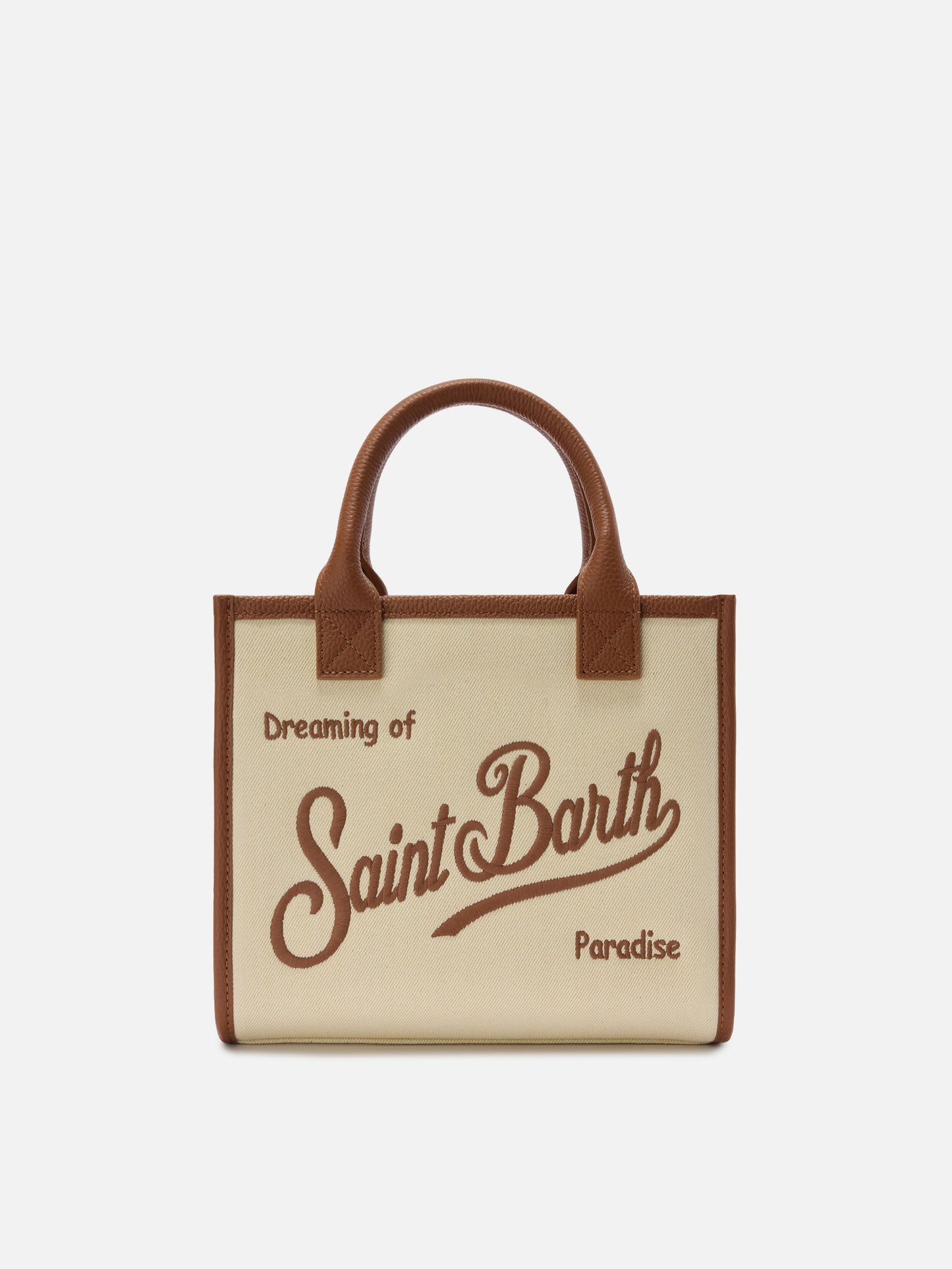 Vanity medium canvas and pebbled leather bag