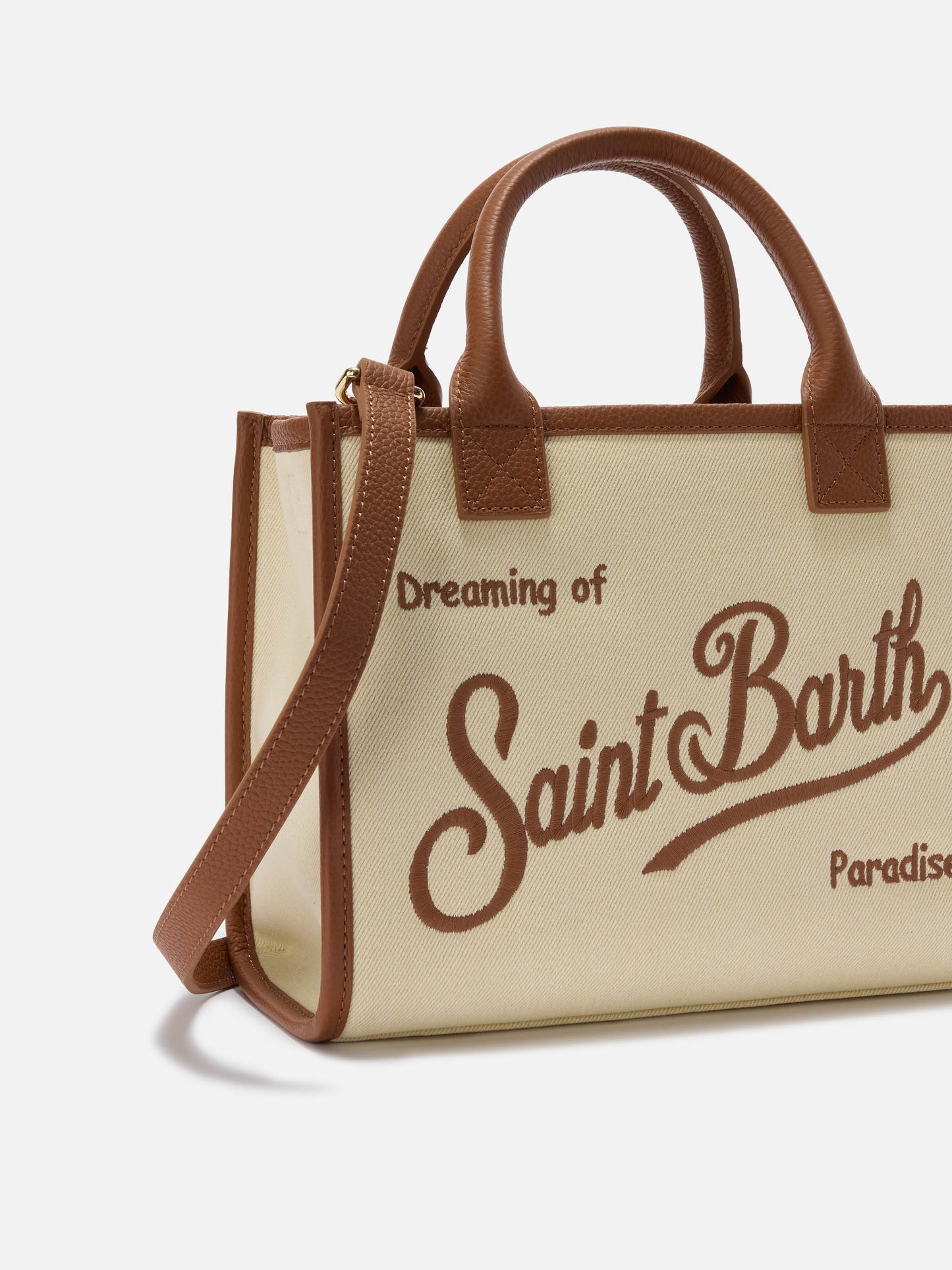 Vanity medium canvas and pebbled leather bag