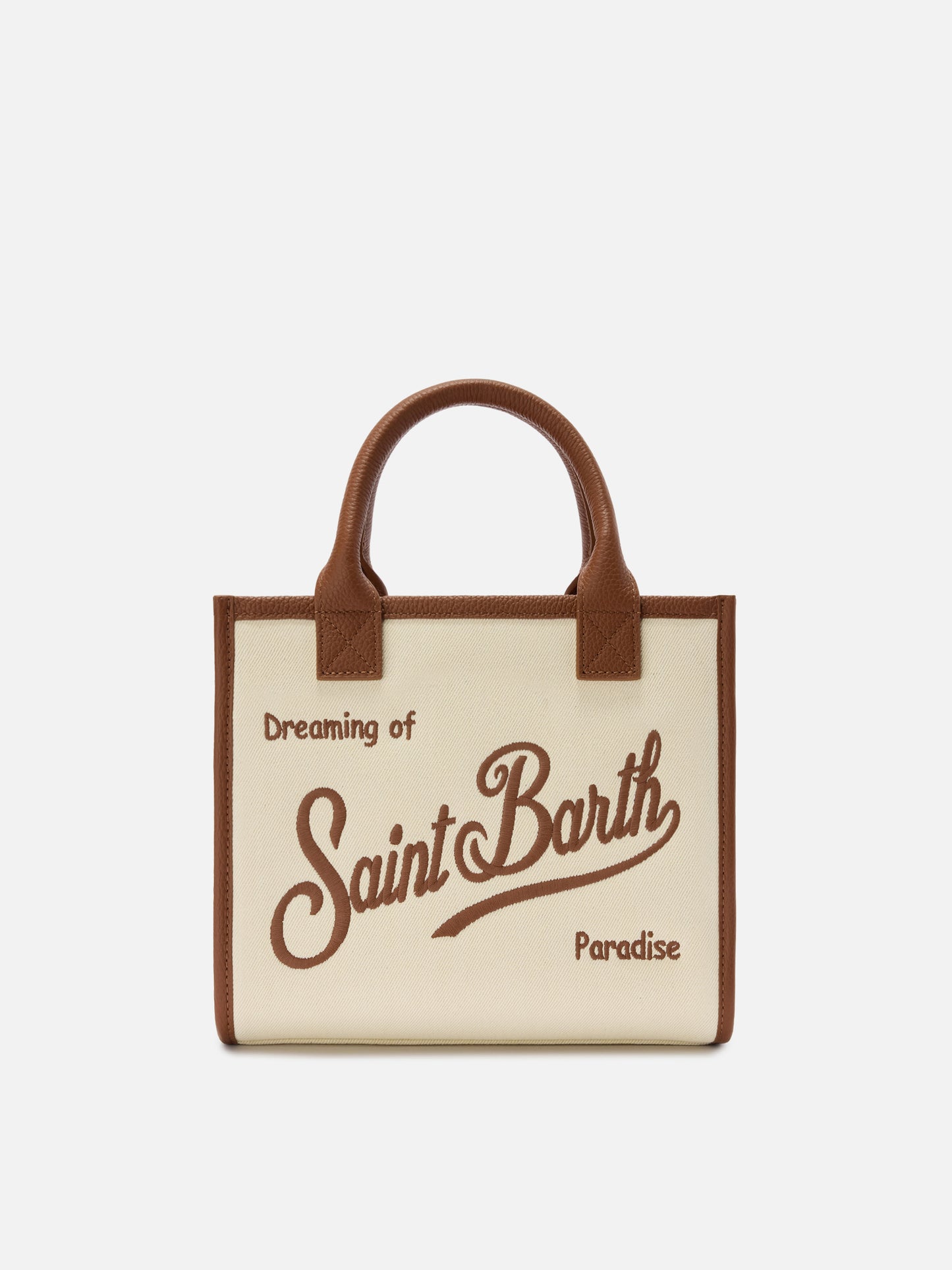 Vanity medium canvas and pebbled leather bag