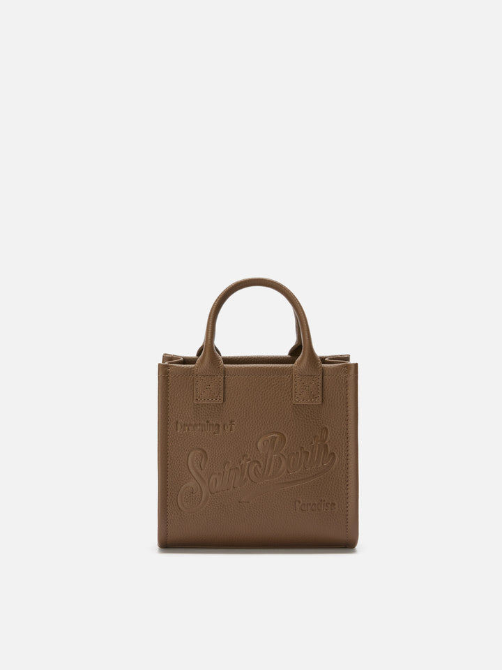 Borsa a spalla Vanity Bag Mini in pelle martellata marrone