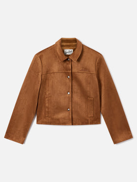 Veste en daim Camel Veyra avec broderie logo 