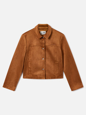 Veste en daim Camel Veyra avec broderie logo 
