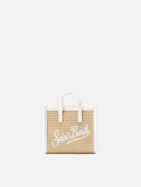 Bolso Vivian efecto micro paja con logo bordado blanco 