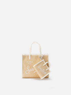 Bolso Vivian efecto micro paja con logo bordado blanco 