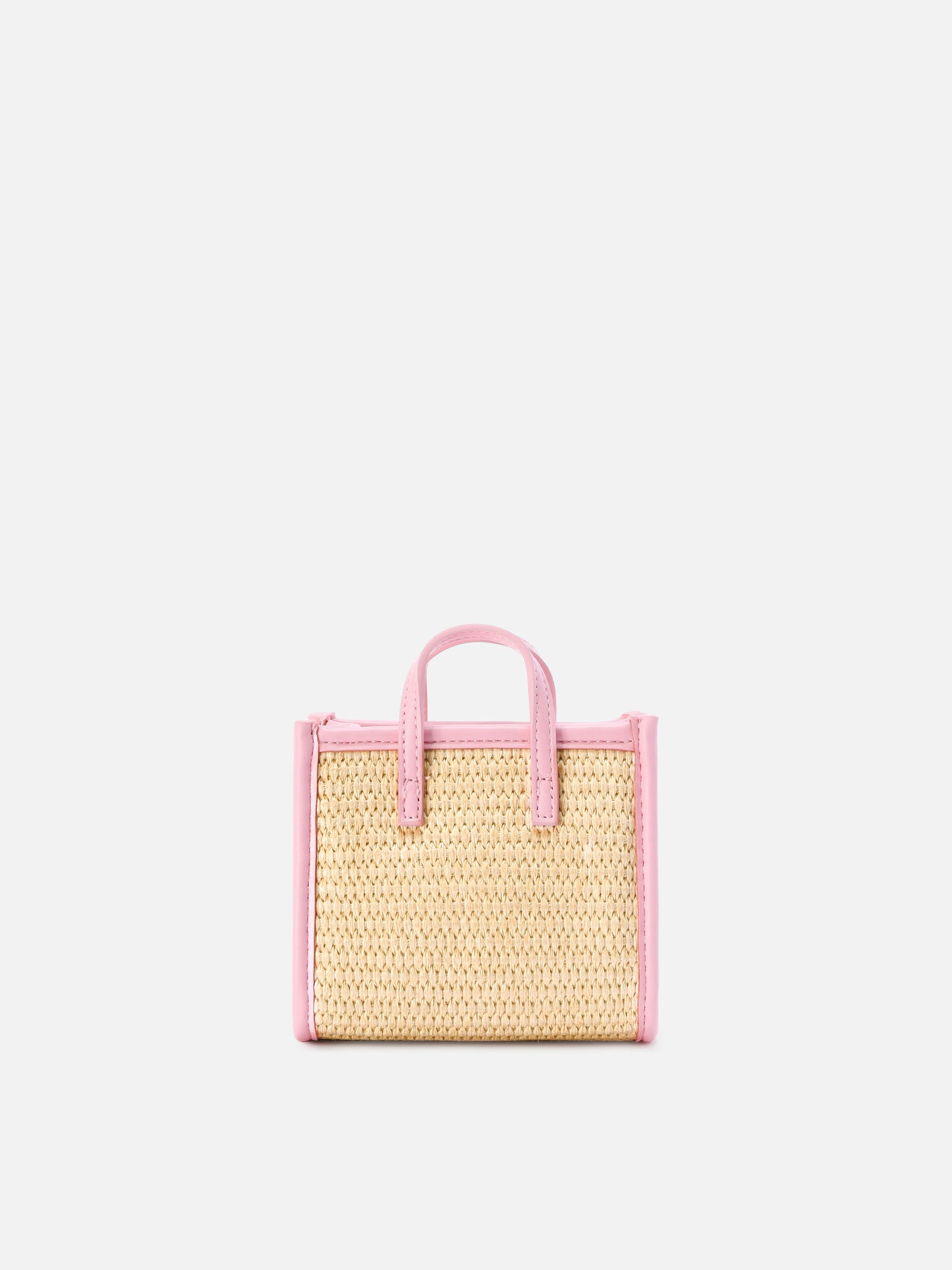 Borsa Vivian micro effetto raffia con logo rosa ricamato