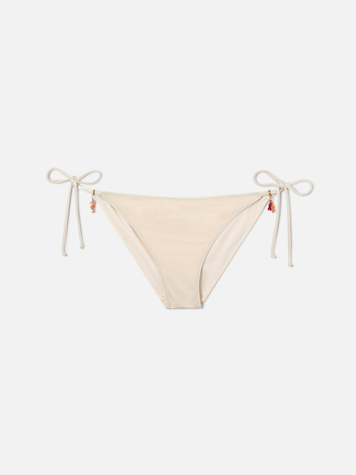Bikini Leah Virgo beige con acabado brillante y charms 