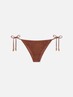 Slip mare Virgo marrone in spugna con charms