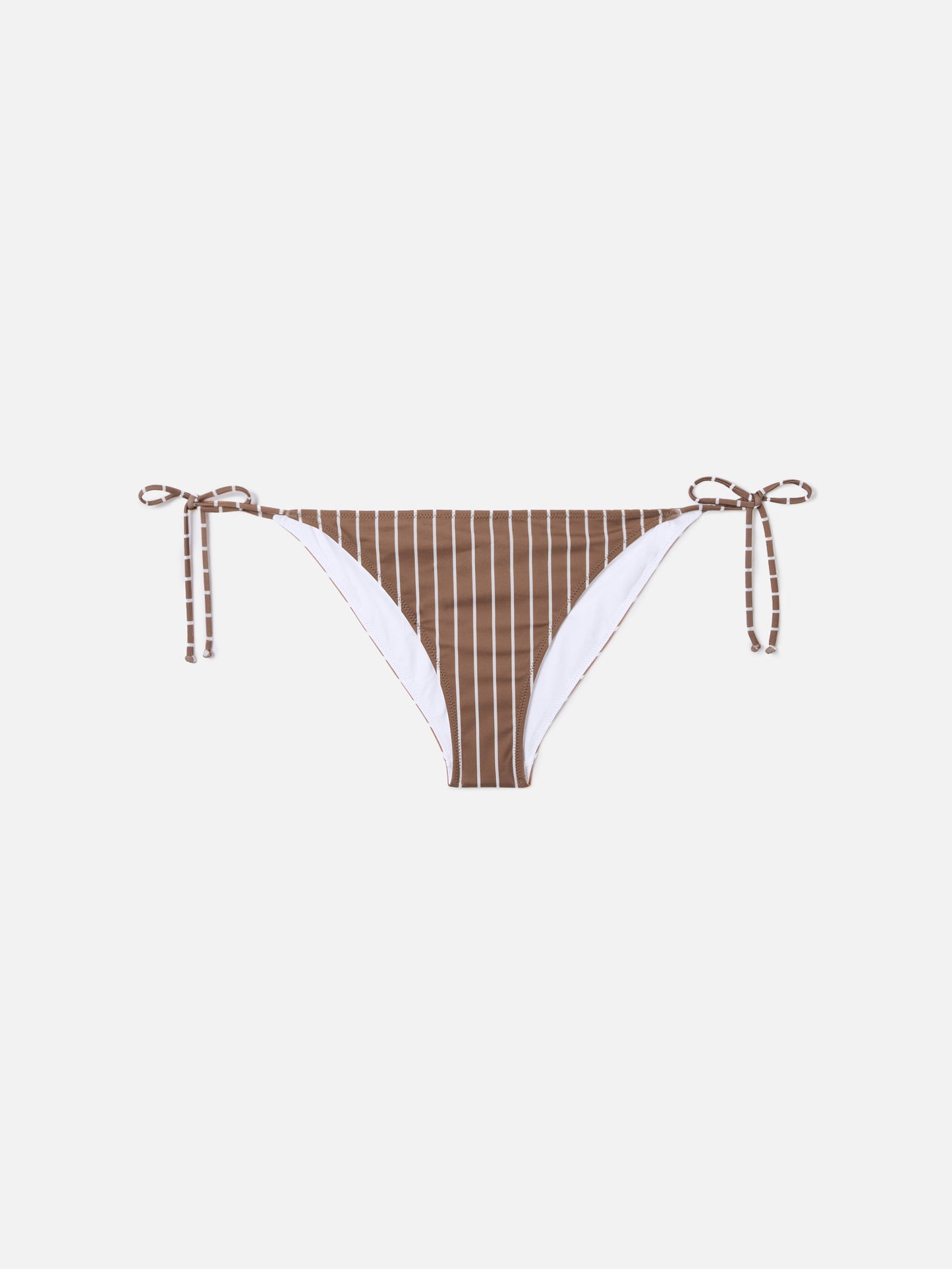 Bas de bikini classique Virgo en tissu stretch à imprimé rayé marron 