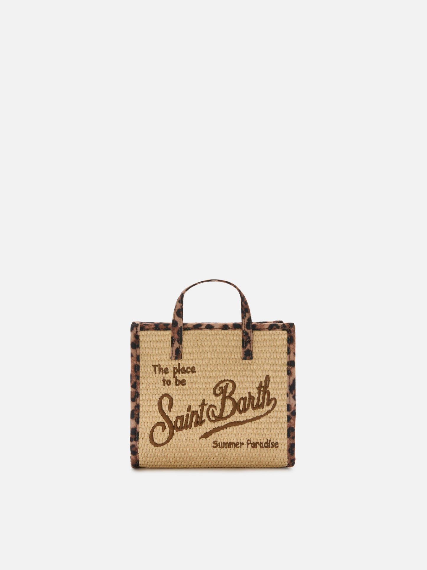 Bolso mini efecto paja Vivian con detalles de leopardo 