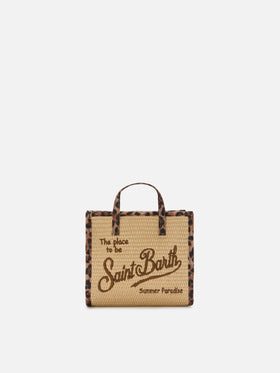 Bolso mini efecto paja Vivian con detalles de leopardo 