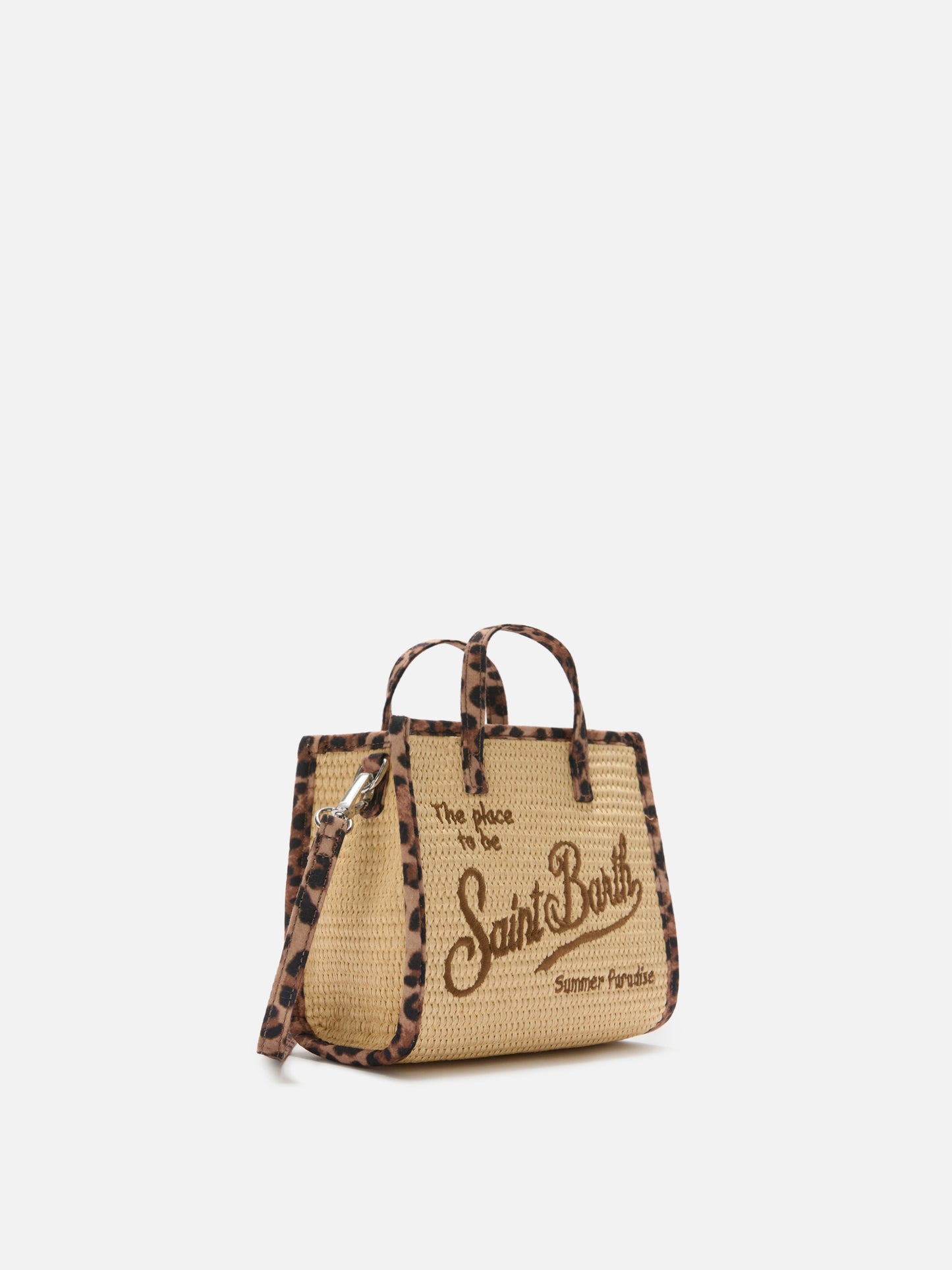 Bolso mini efecto paja Vivian con detalles de leopardo 